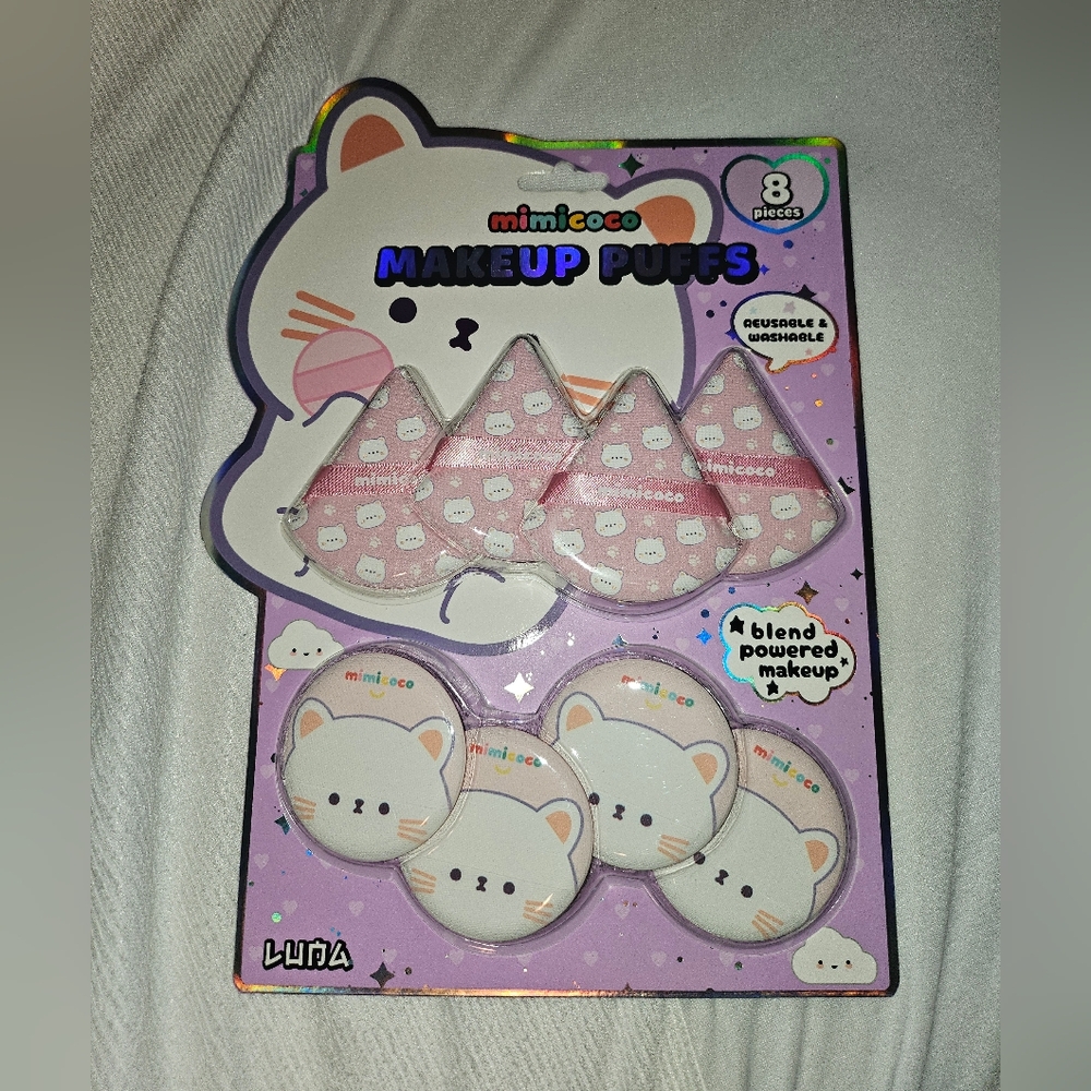 Mimicoco Makeup Puffs Set - Pink & White 🐱💕